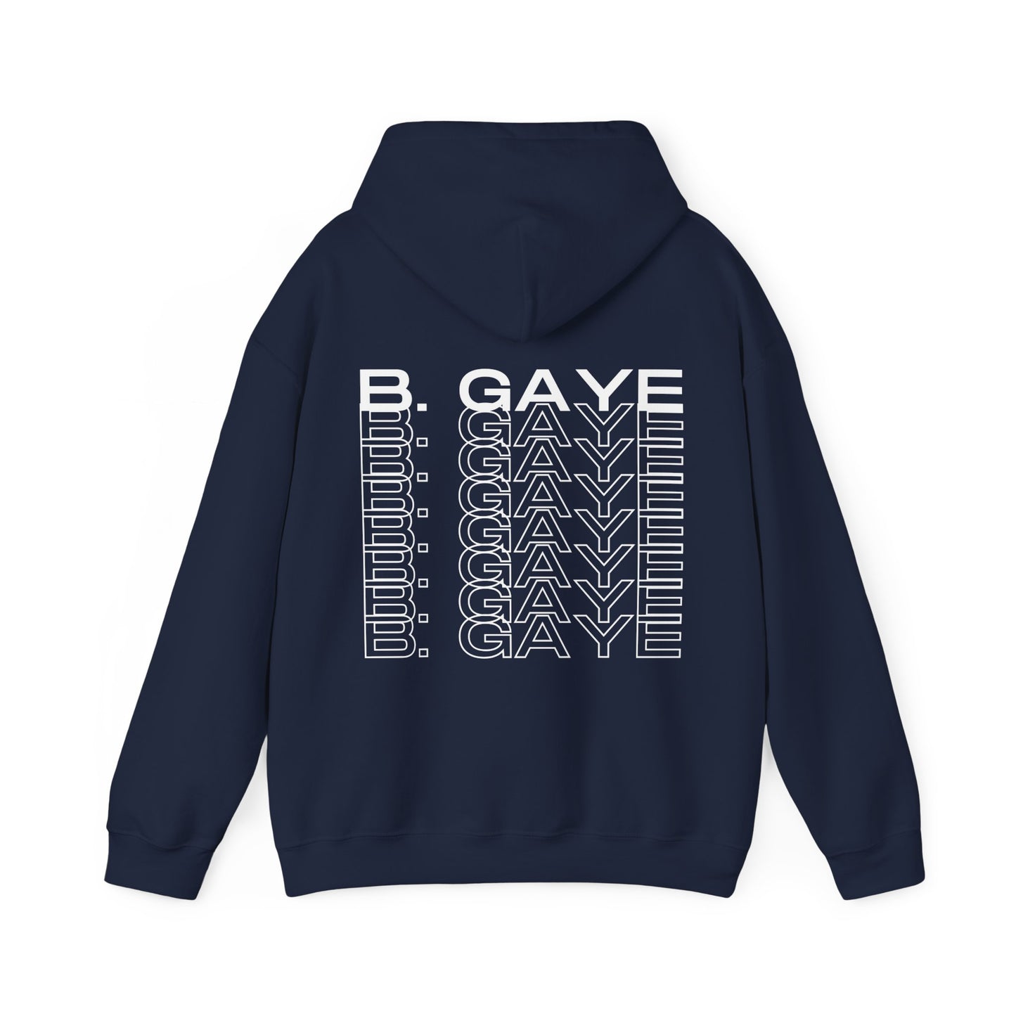 Navy blue gay pride hoodie back view