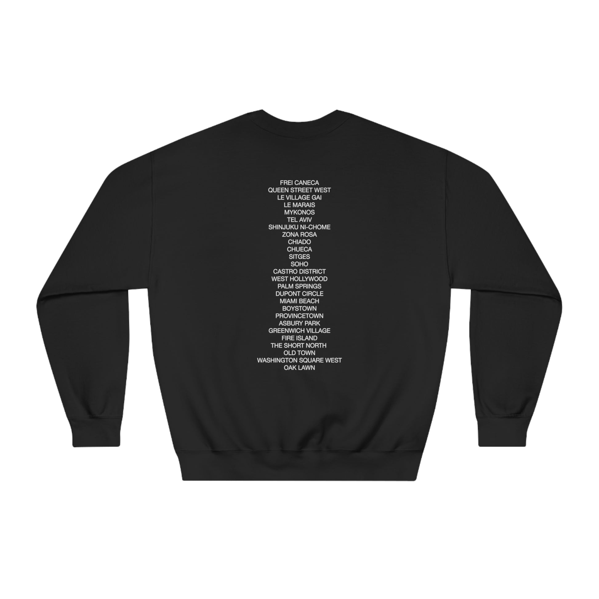 Black gay pride crew neck sweatshirt back view