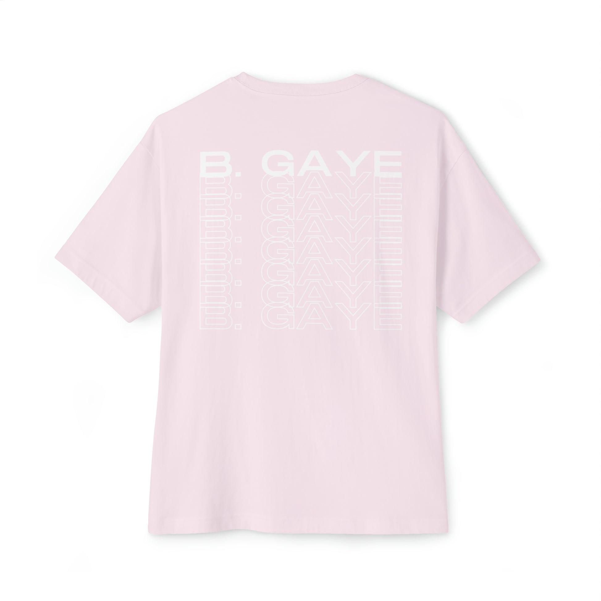 Soft pink gay pride tee shirt back view