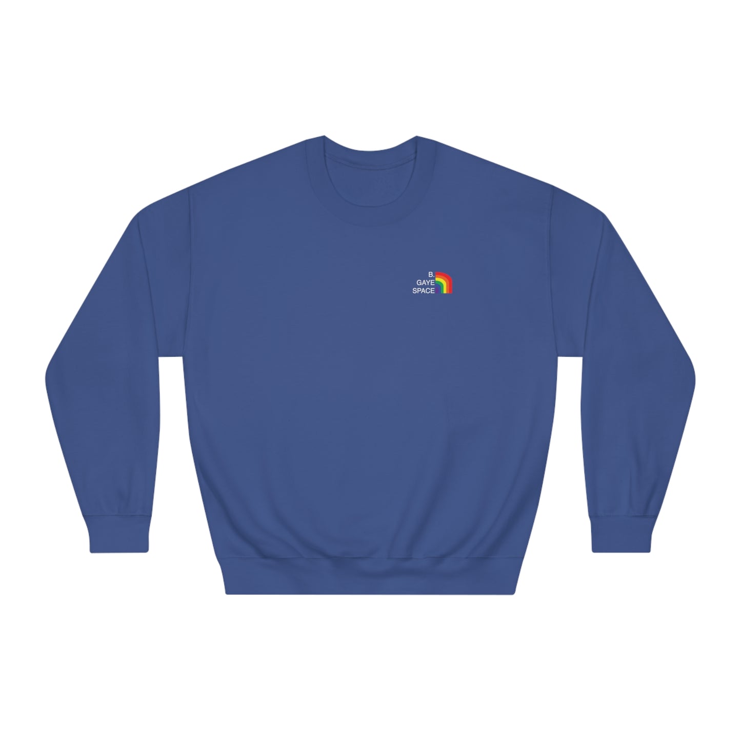 Navy gay pride crew neck sweatshirt front view