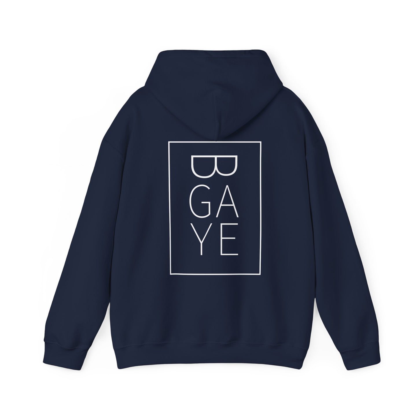 Navy gay pride outfit hooded sweatshirt back view